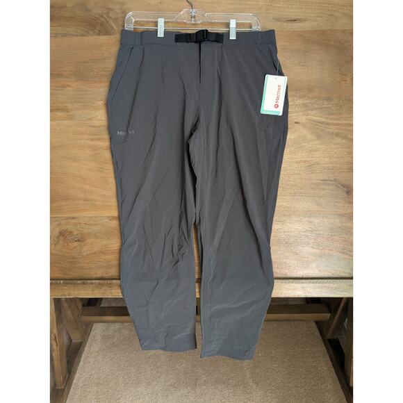 Marmot Kodachrome Pants Womens 12 Gray Stretch Belted Waist Straight Leg NWT - Picture 1 of 3